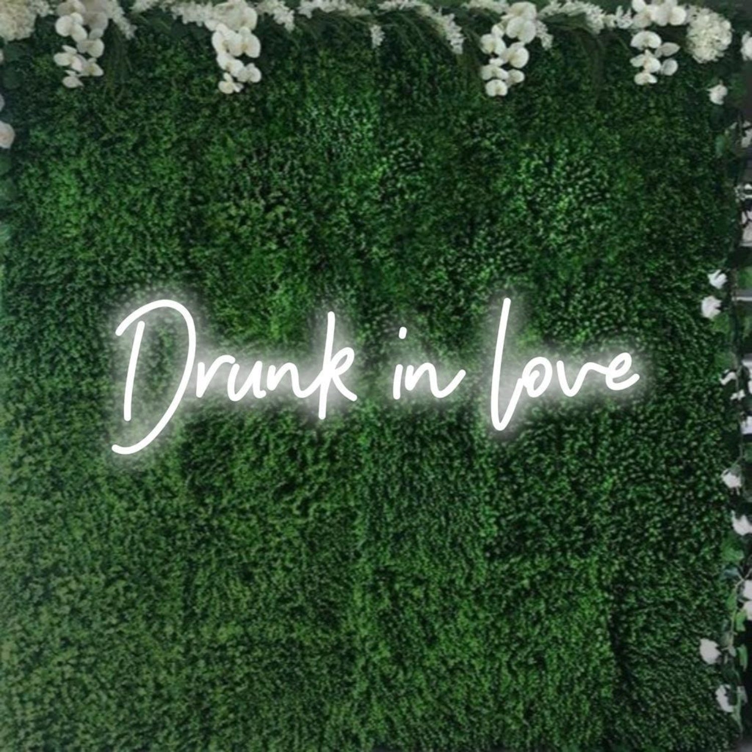 Drunk In Love White Led Neon Sign For Wedding Botanical Wall Decor | Shineneon