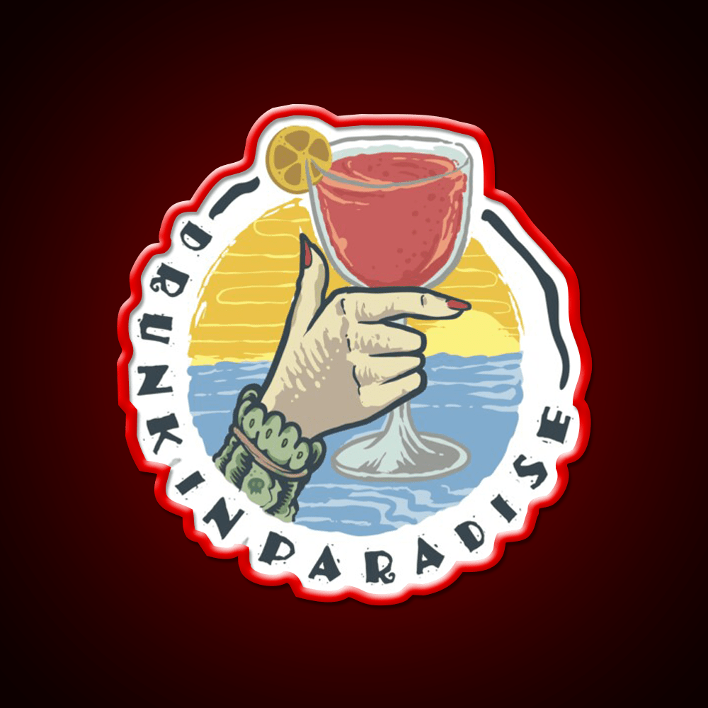 Drunk In Paradise Party Drink Tequila Led Neon Sign Rgb Color - Shineneon
