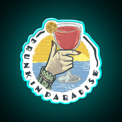 Drunk In Paradise Party Drink Tequila Led Neon Sign Rgb Color - Shineneon