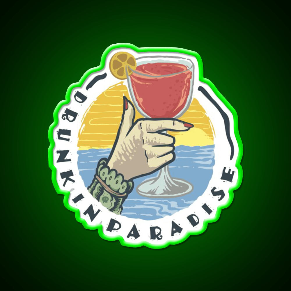 Drunk In Paradise Party Drink Tequila Led Neon Sign Rgb Color - Shineneon