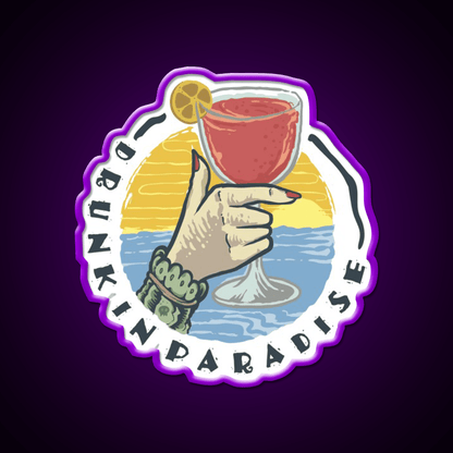 Drunk In Paradise Party Drink Tequila Led Neon Sign Rgb Color - Shineneon