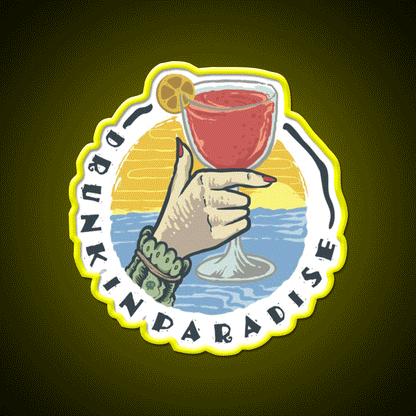 Drunk In Paradise Party Drink Tequila Led Neon Sign Rgb Color - Custom LED neon sign front view