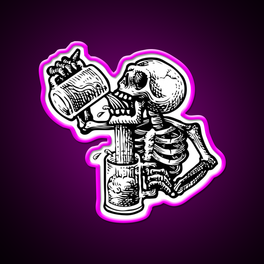 Drunk Skull Beer Bar Decor Led Neon Sign Rgb Color - Neon sign mounted on wall in room