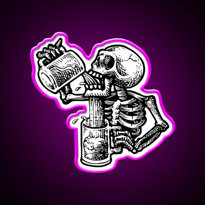 Drunk Skull Beer Bar Decor Led Neon Sign Rgb Color - Neon sign mounted on wall in room