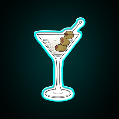 Dry Martini Glass With Olives Cocktail Bar Decor Led Neon Sign Rgb Color - Size and dimension reference