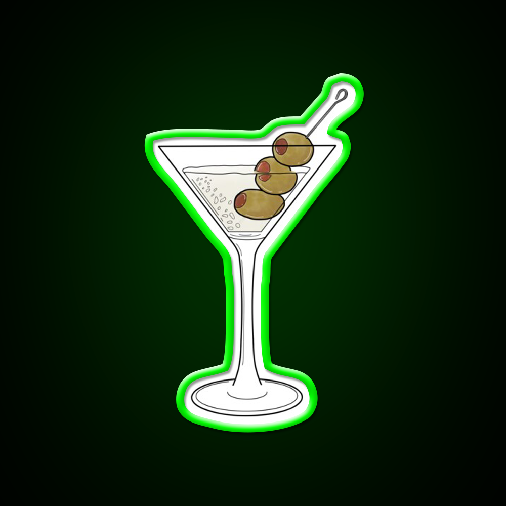 Dry Martini Glass With Olives Cocktail Bar Decor Led Neon Sign Rgb Color - LED neon sign view 8