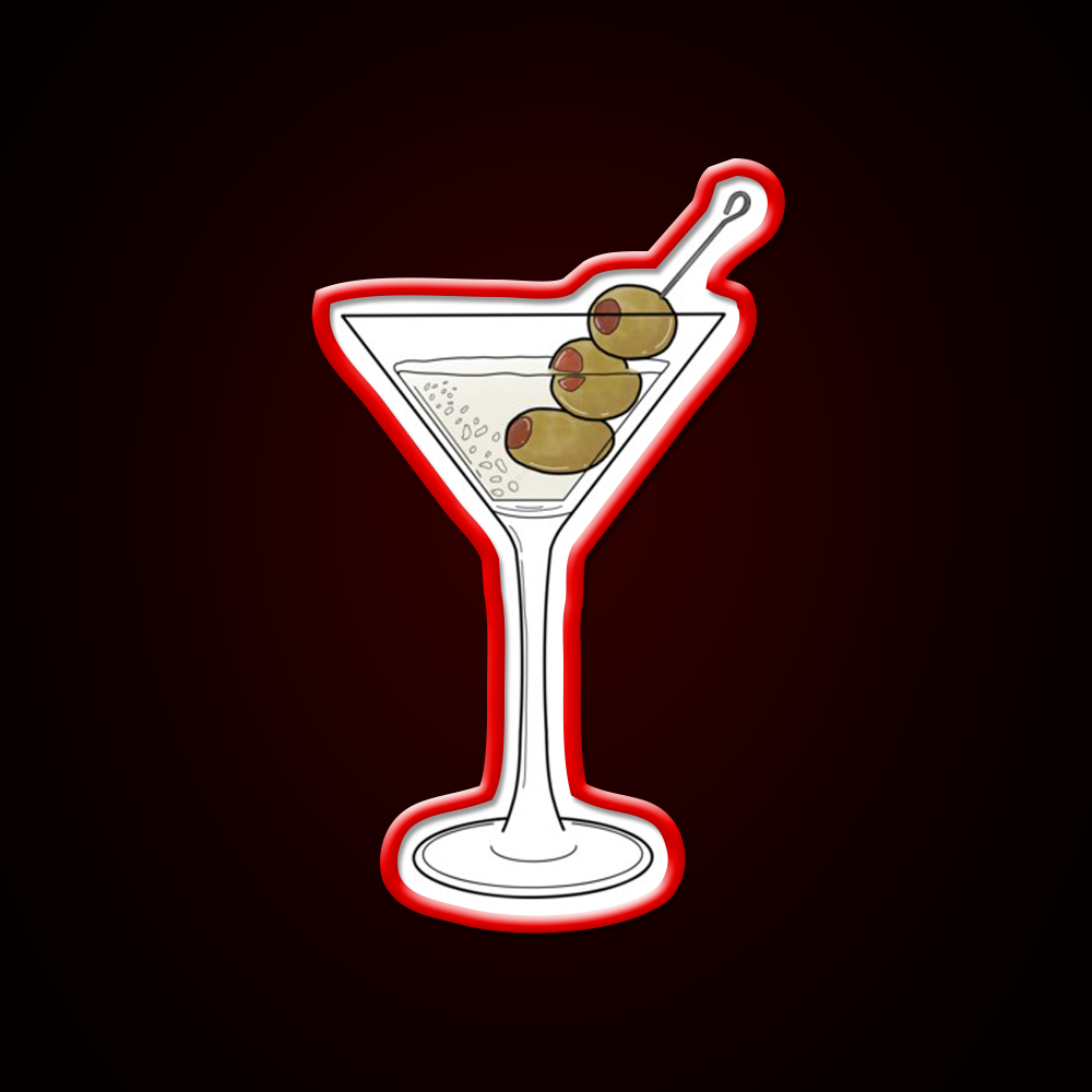 Dry Martini Glass With Olives Cocktail Bar Decor Led Neon Sign Rgb Color - LED neon sign view 10