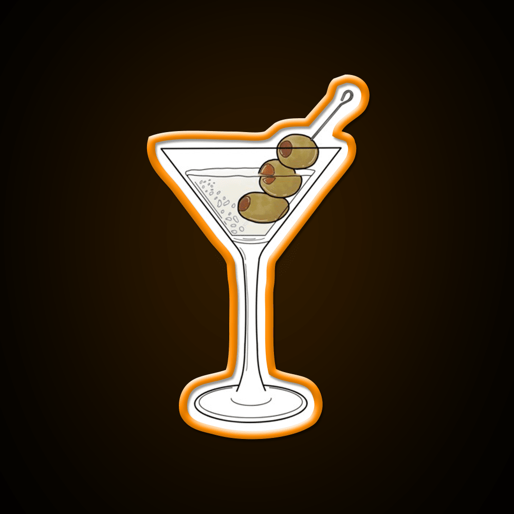 Dry Martini Glass With Olives Cocktail Bar Decor Led Neon Sign Rgb Color - Shineneon