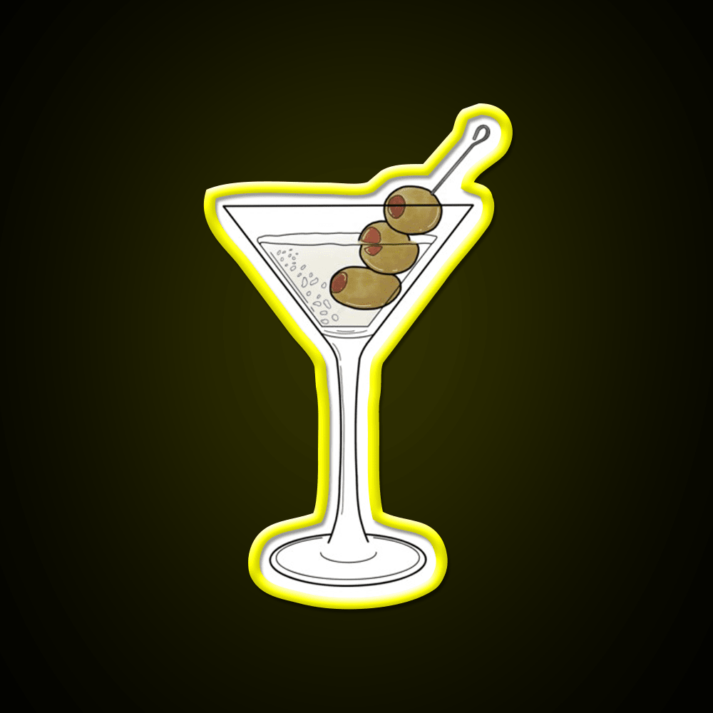 Dry Martini Glass With Olives Cocktail Bar Decor Led Neon Sign Rgb Color - Shineneon