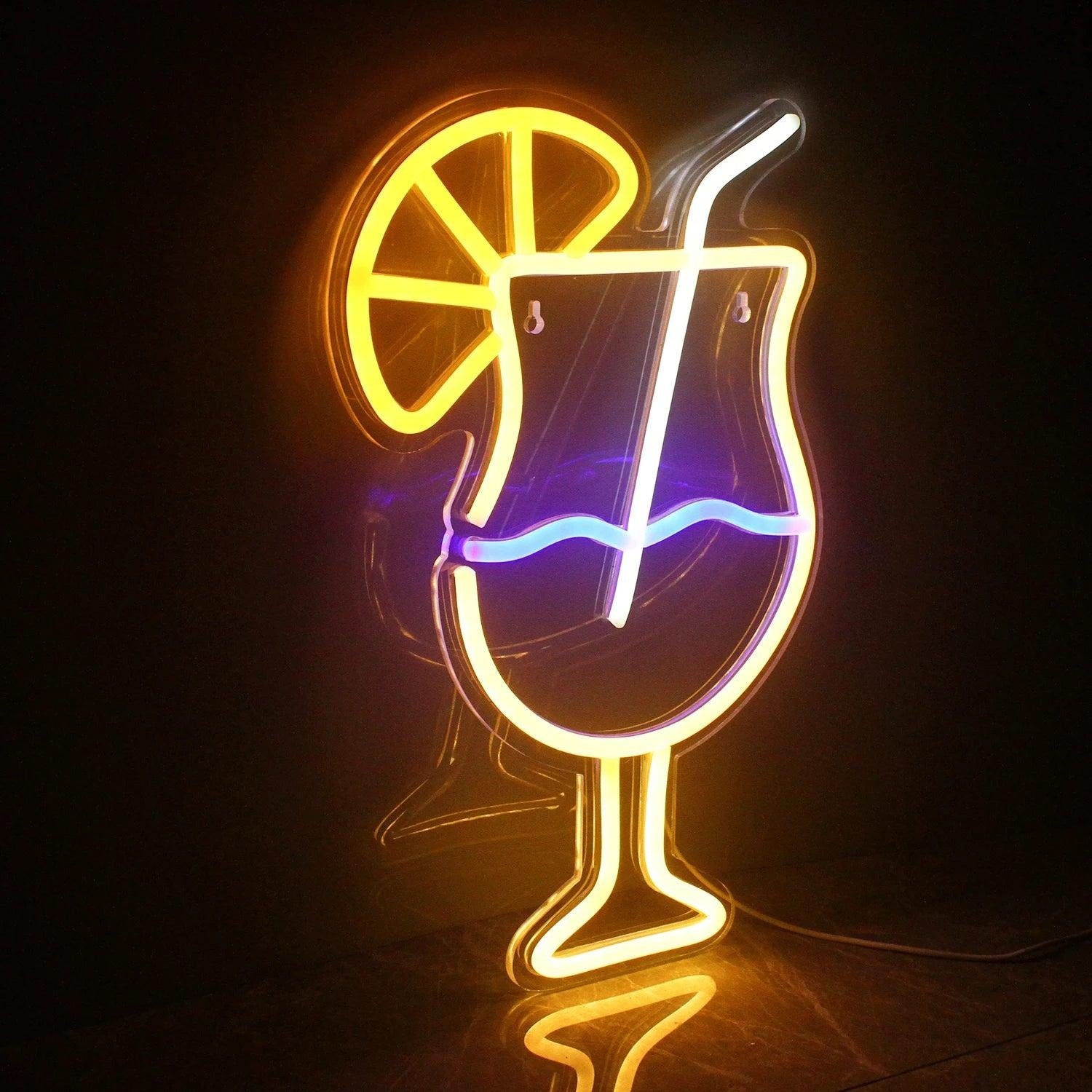 Dual-Color Drink Cup Led Neon Sign Modern Home Bar Decor | Shineneon