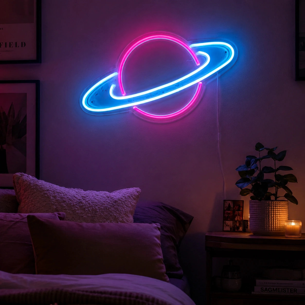 Dual Color Saturn Neon Sign LED Neon Sign real lifestyle scene