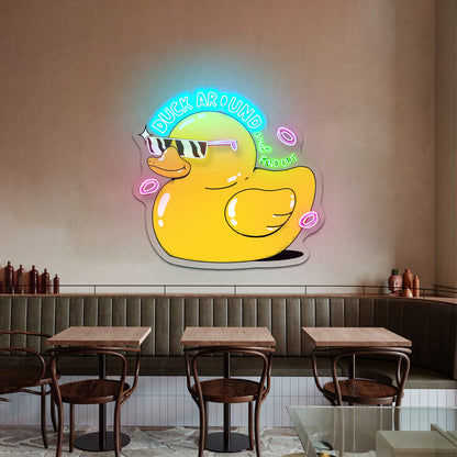 Duck Around And Find Out Rubber Duck Cute Led Neon Signs For Sale