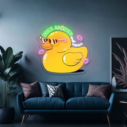Duck Around And Find Out Rubber Duck Cute Led Neon Signs For Sale