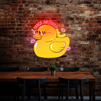Duck Around And Find Out Rubber Duck Cute Led Neon Signs For Sale