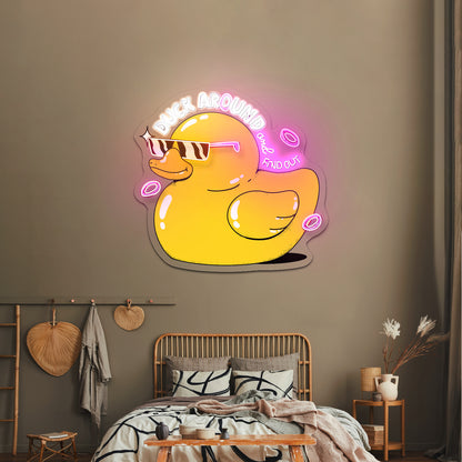 Duck Around And Find Out Rubber Duck Cute Led Neon Signs For Sale