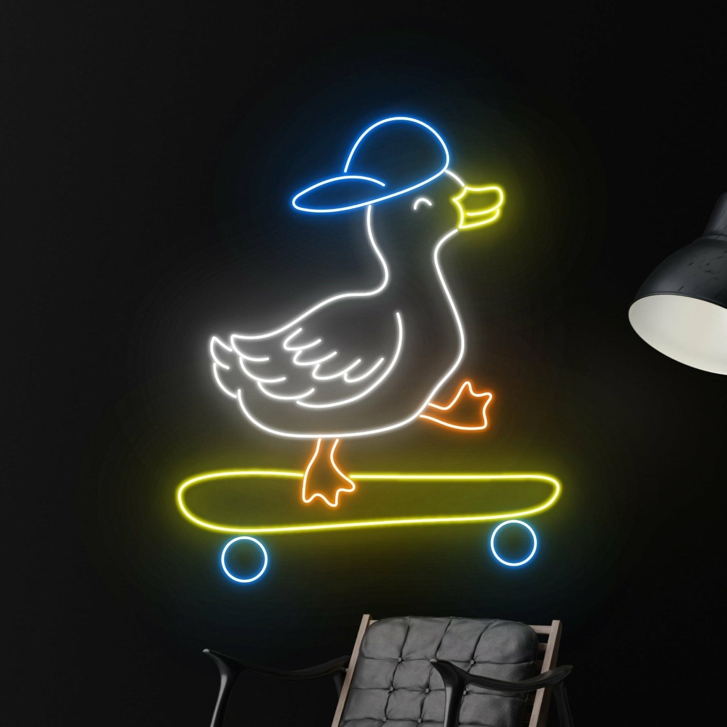 Duck In Hat Skateboarder Led Sign Neon Light For Home Decor - Shineneon