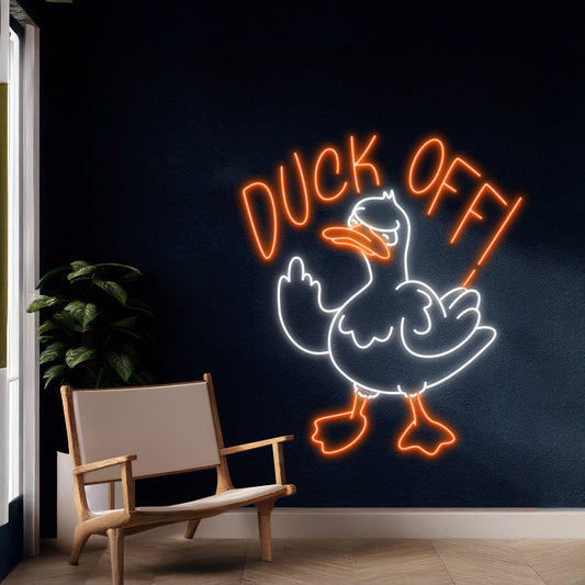 Duck Off Neon Light Middle Finger Hand Duck Neon Sign