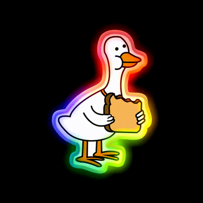 Duck W Bread Snack Food Led Neon Sign Rgb Color - LED neon sign close-up detail