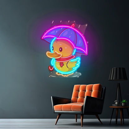 Duck Walking Under Rain Led Neon Sign Light Custom Led Signs