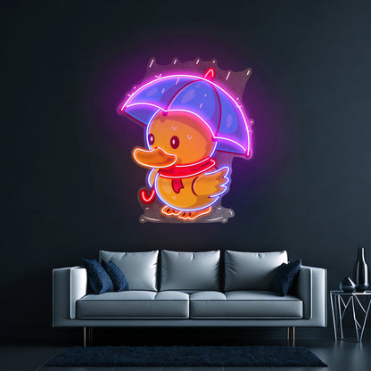 Duck Walking Under Rain Led Neon Sign Light Custom Led Signs