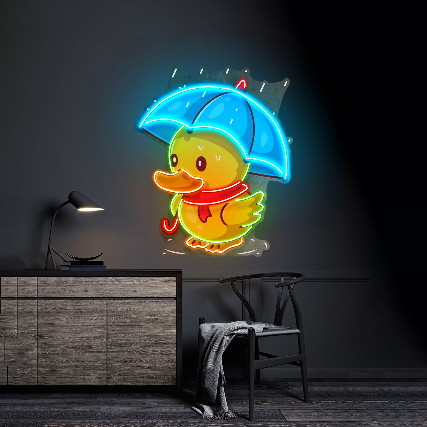 Duck Walking Under Rain Led Neon Sign Light Custom Led Signs