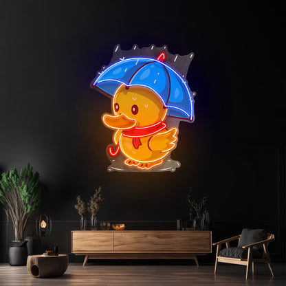 Duck Walking Under Rain Led Neon Sign Light Custom Led Signs