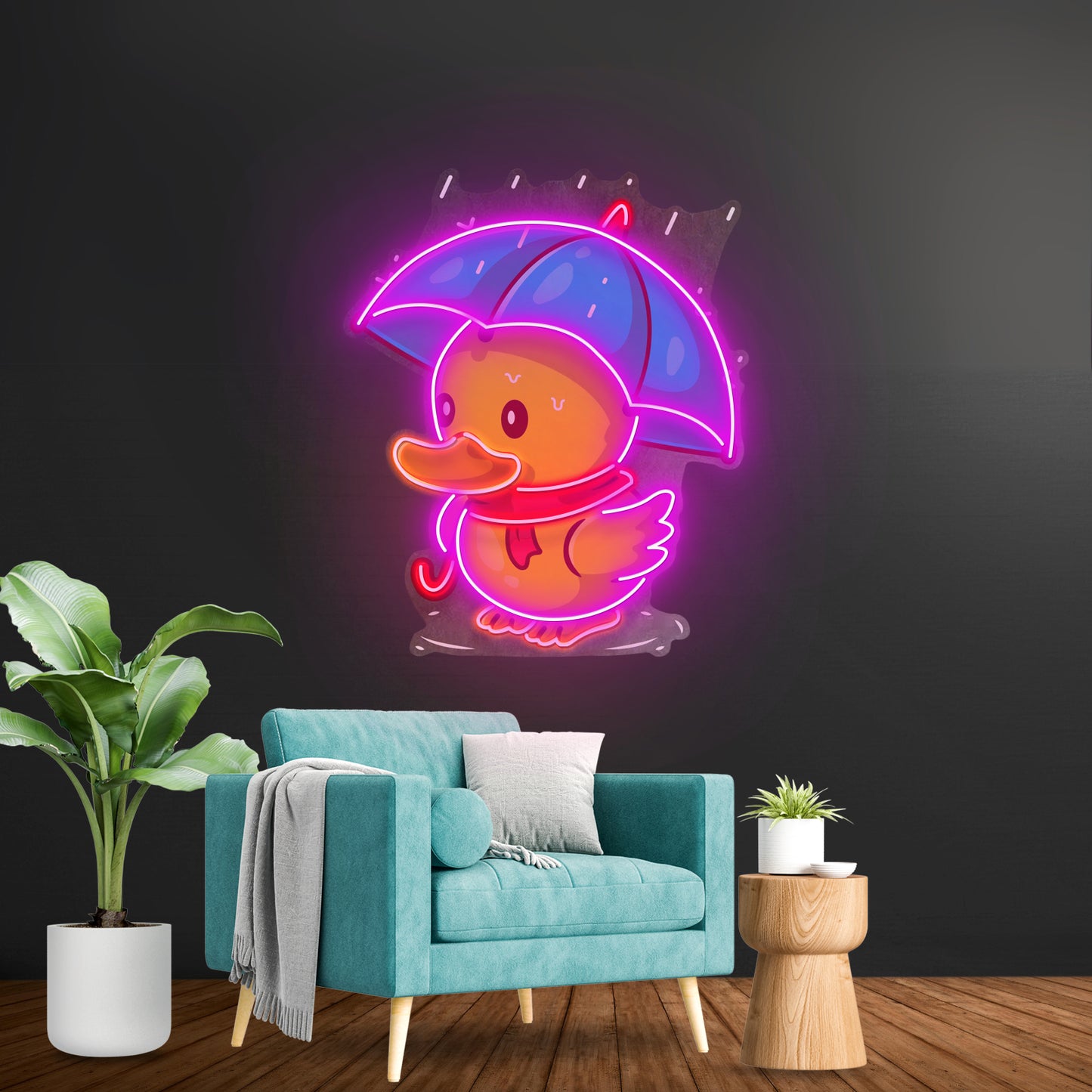 Duck Walking Under Rain Led Neon Sign Light Custom Led Signs