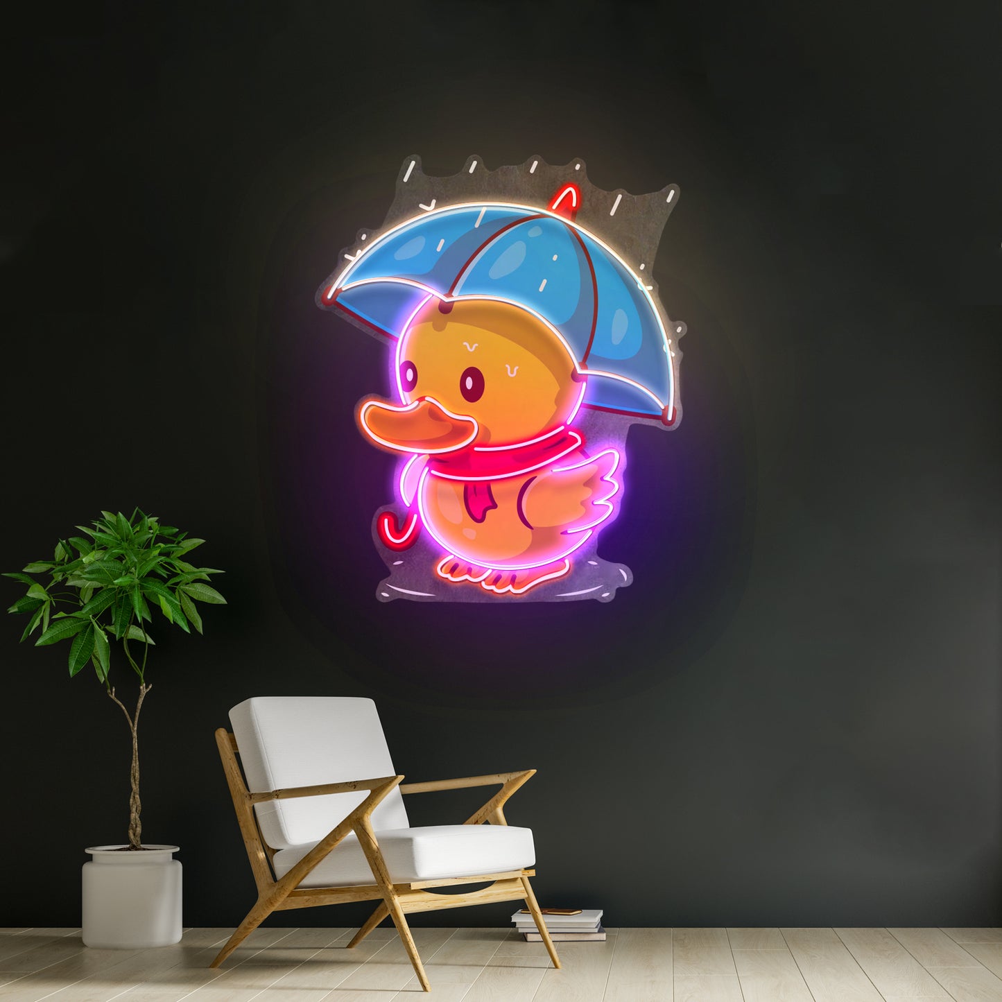 Duck Walking Under Rain Led Neon Sign Light Custom Led Signs