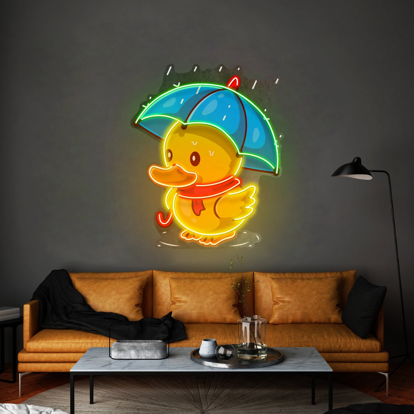 Duck Walking Under Rain Led Neon Sign Light Custom Led Signs