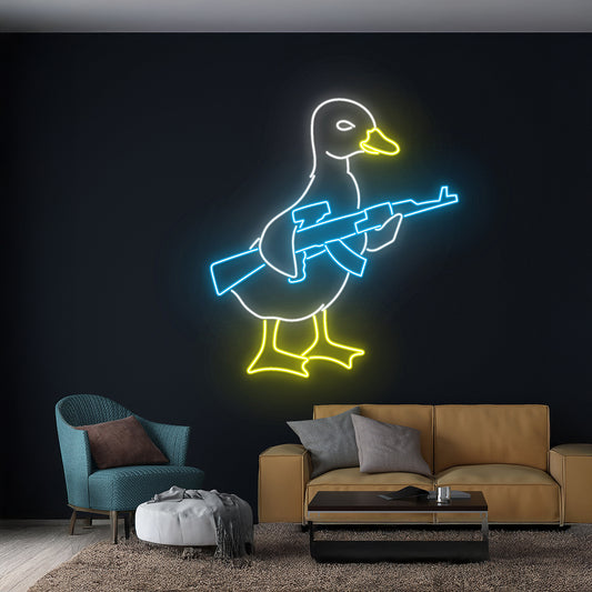 Duck With Gun Neon Light