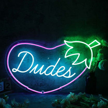 Dudes Eggplant Custom Led Neon Sign For Fun And Playful Spaces | Shineneon