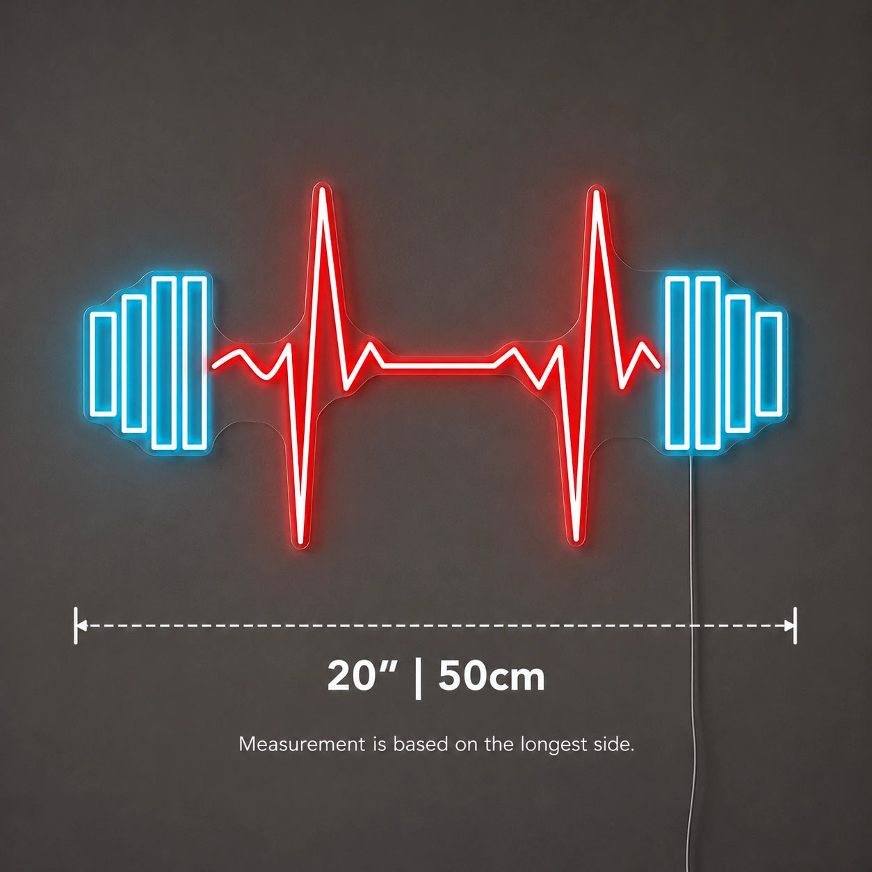 Dumbbell Heartbeat Neon Sign LED Neon Sign size image