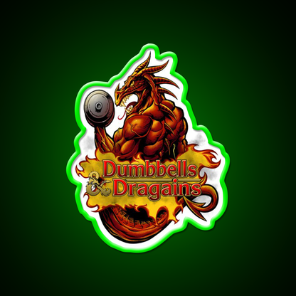 Dumbbells And Dragains Gym Fitness Led Neon Sign Rgb Color