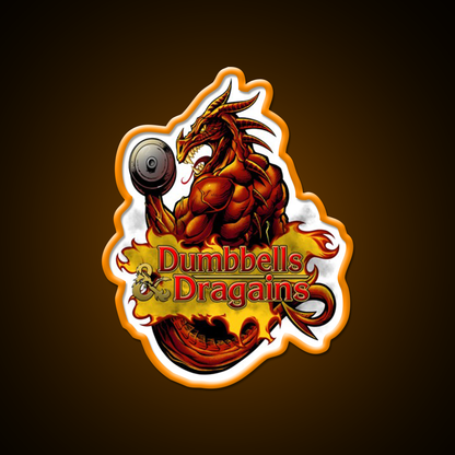 Dumbbells And Dragains Gym Fitness Led Neon Sign Rgb Color