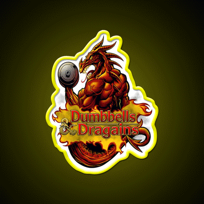 Dumbbells And Dragains Gym Fitness Led Neon Sign Rgb Color