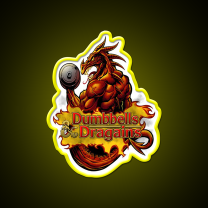 Dumbbells And Dragains Gym Fitness Led Neon Sign Rgb Color