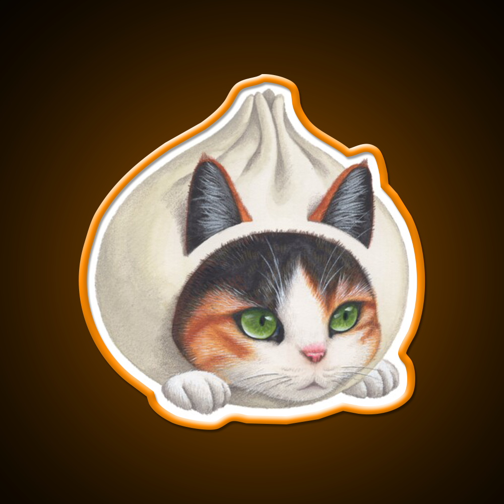 Dumpling Cat Led Neon Sign Chinese Food Rgb Color