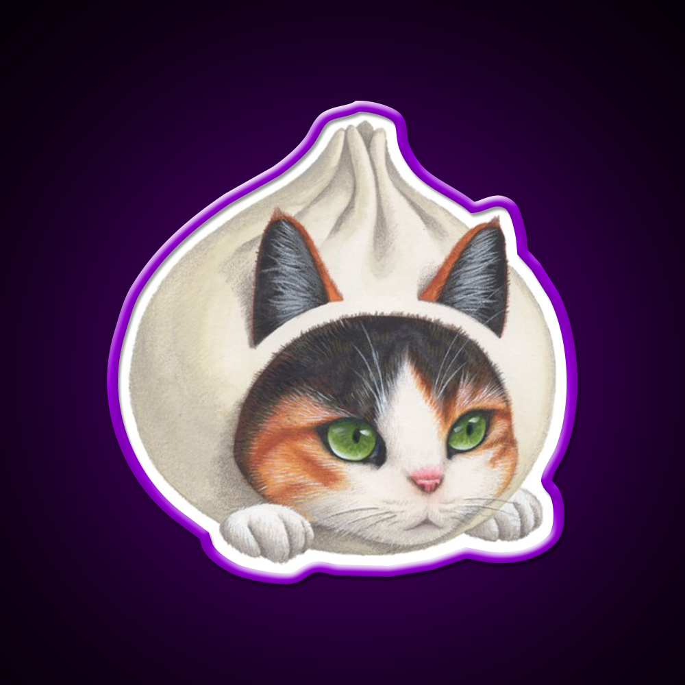 Dumpling Cat Led Neon Sign Chinese Food Rgb Color