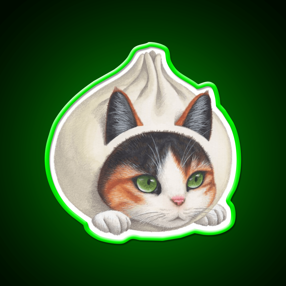 Dumpling Cat Led Neon Sign Chinese Food Rgb Color - Shineneon