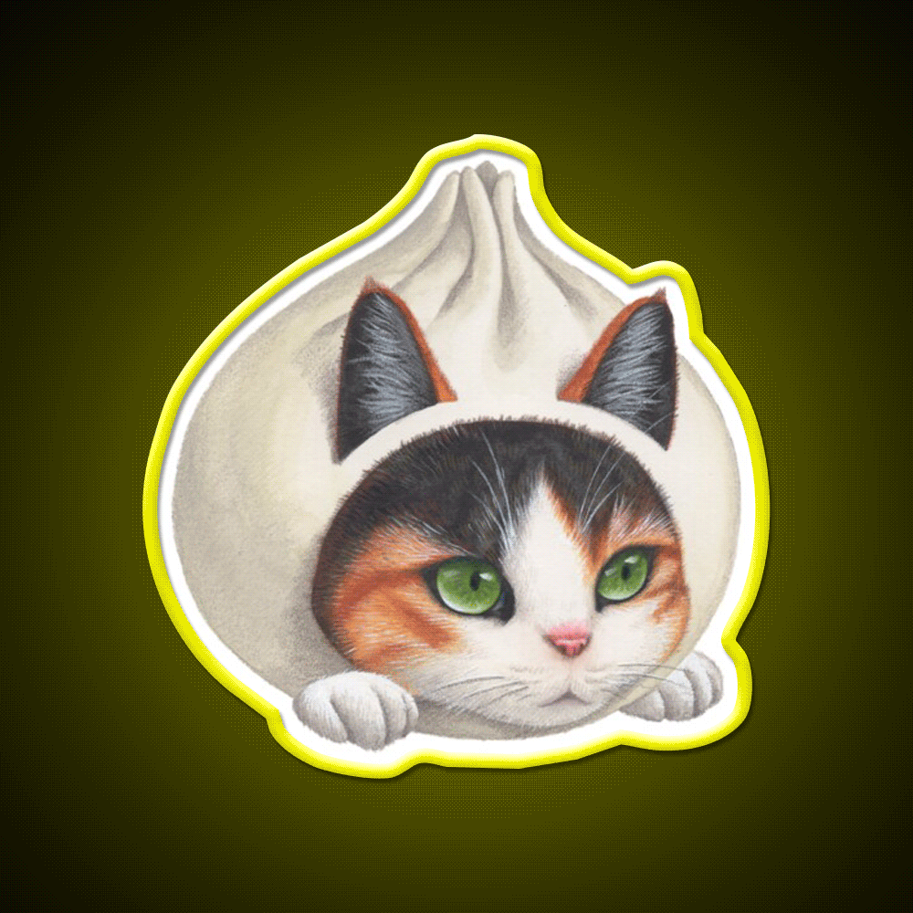 Dumpling Cat Led Neon Sign Chinese Food Rgb Color