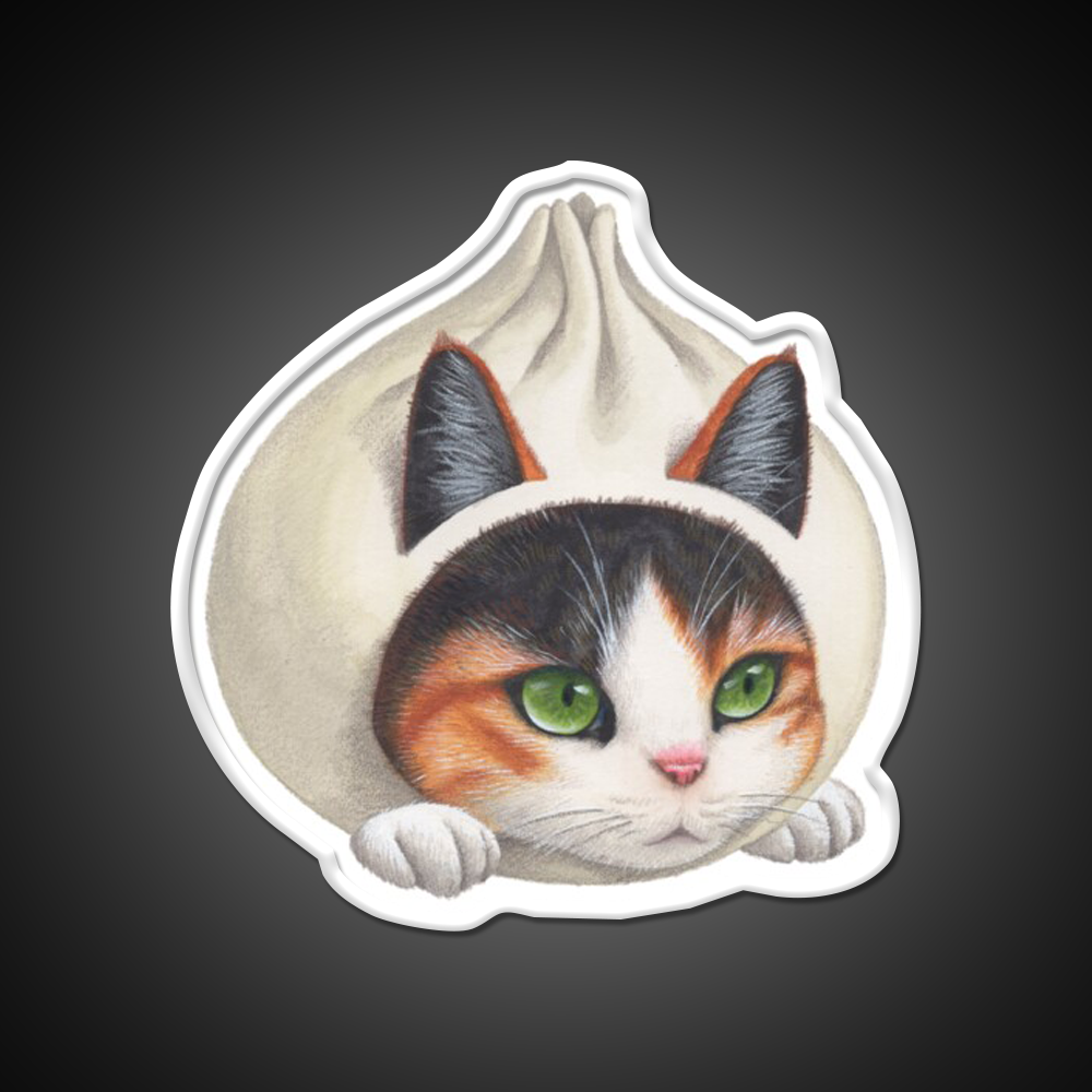 Dumpling Cat Led Neon Sign Chinese Food Rgb Color