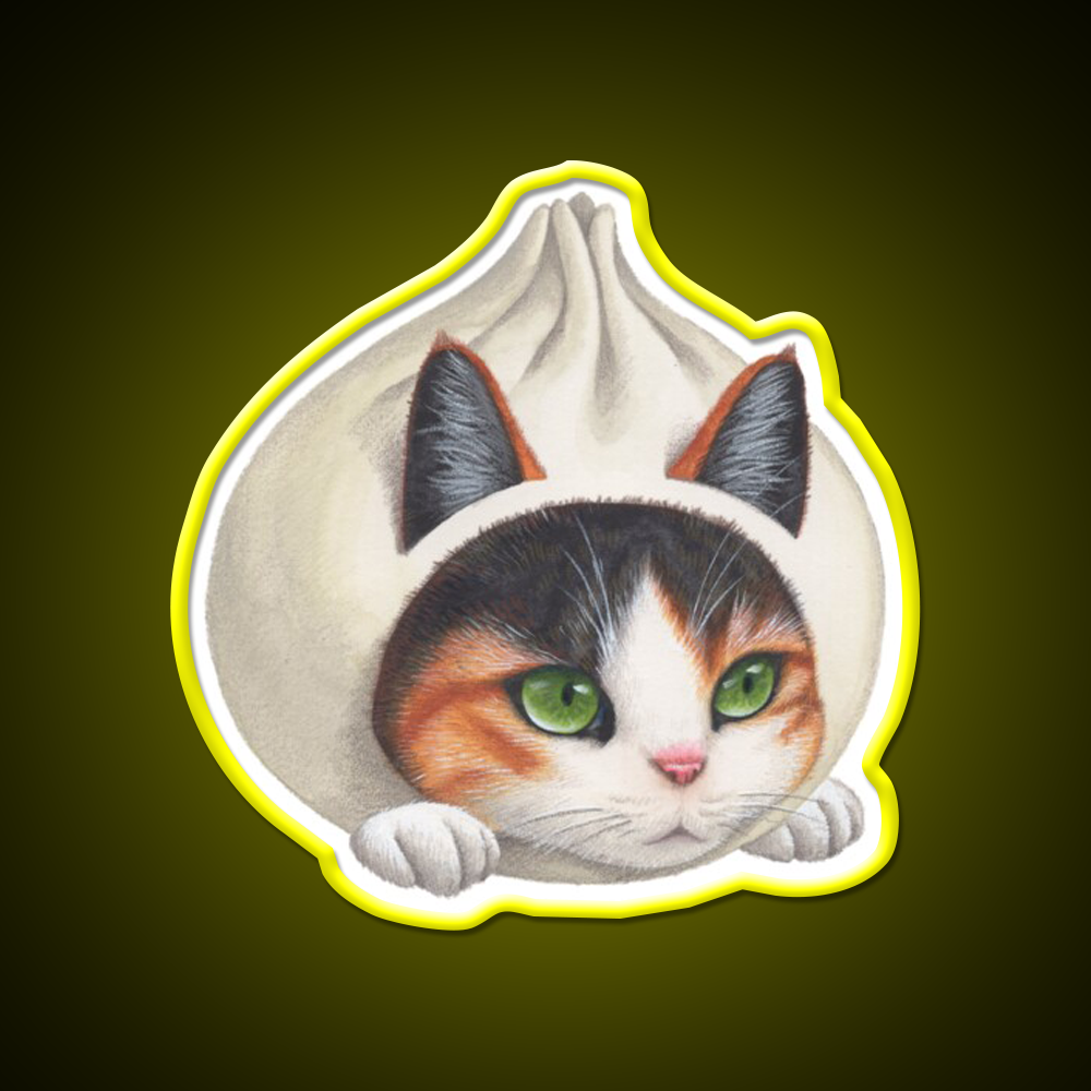 Dumpling Cat Led Neon Sign Chinese Food Rgb Color