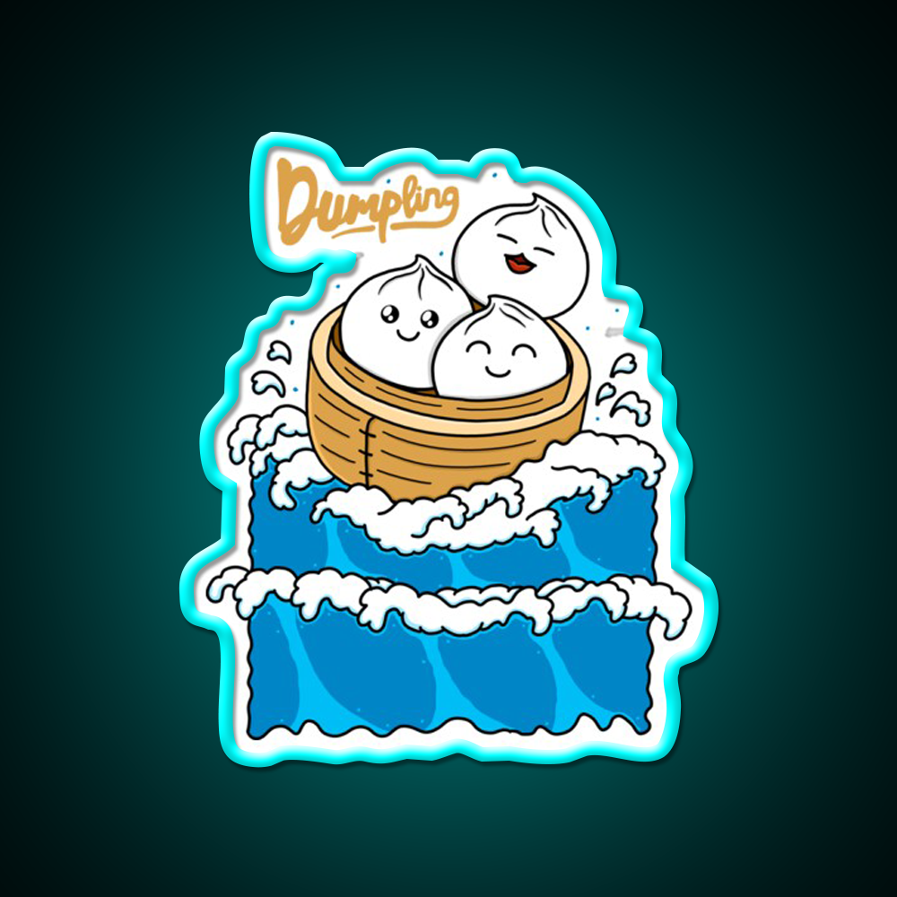 Dumpling In The Wave Led Neon Sign Chinese Food Rgb Color
