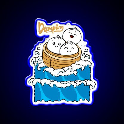 Dumpling In The Wave Led Neon Sign Chinese Food Rgb Color