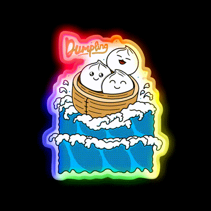 Dumpling In The Wave Led Neon Sign Chinese Food Rgb Color