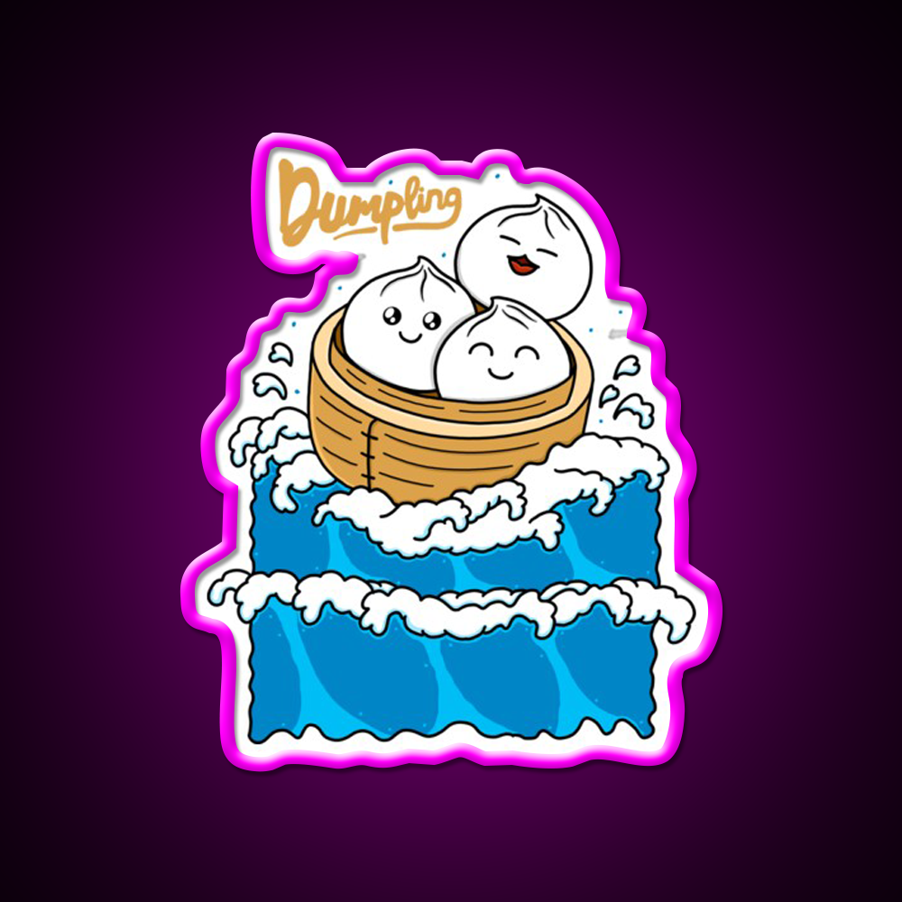 Dumpling In The Wave Led Neon Sign Chinese Food Rgb Color