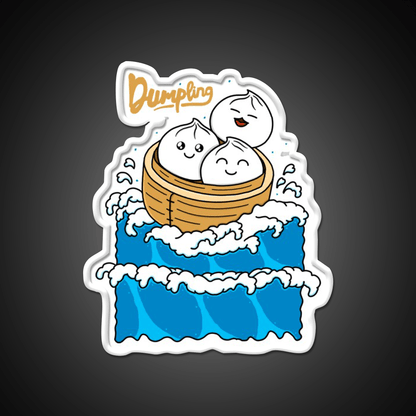 Dumpling In The Wave Led Neon Sign Chinese Food Rgb Color - Shineneon