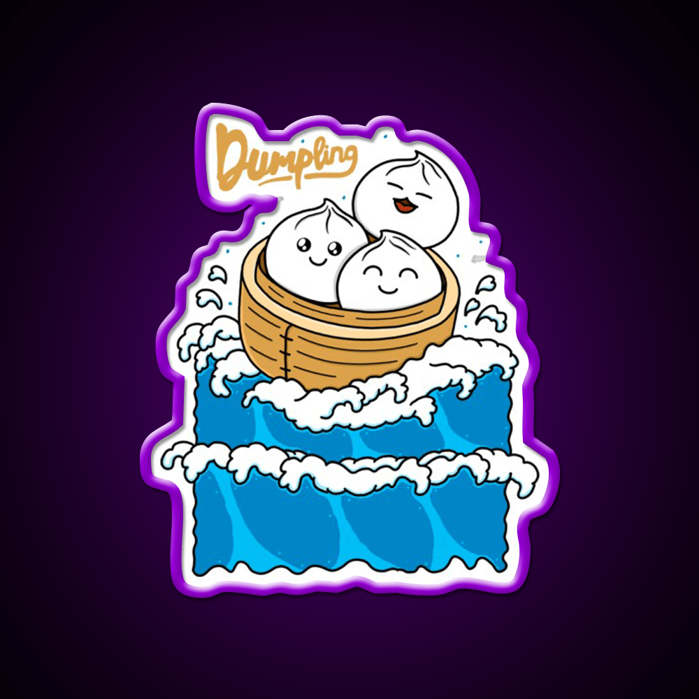 Dumpling In The Wave Led Neon Sign Chinese Food Rgb Color - Shineneon