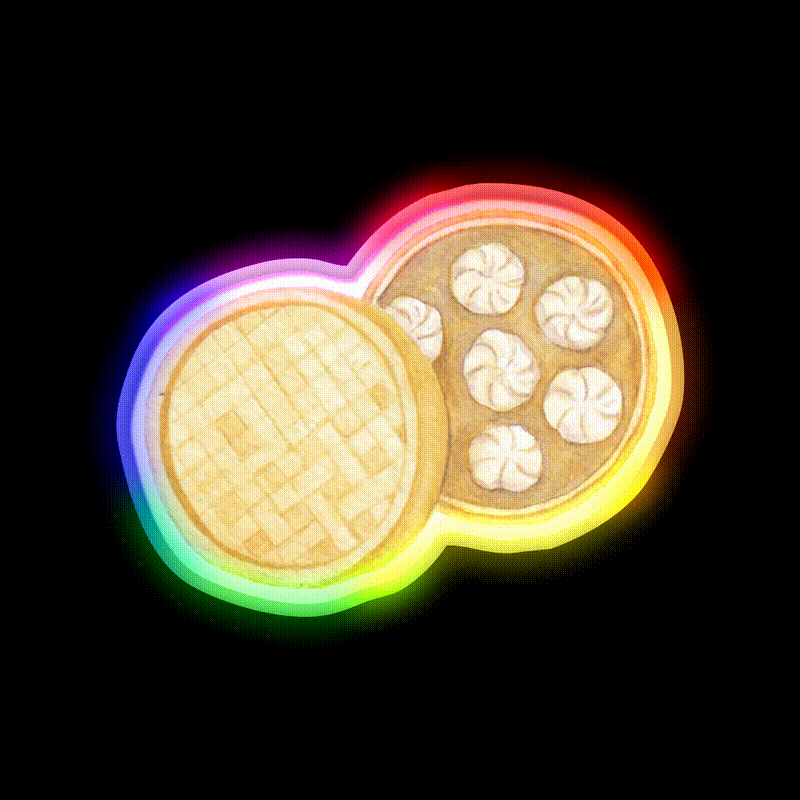 Dumplings Snack Food Led Neon Sign Rgb Color - LED neon sign close-up detail