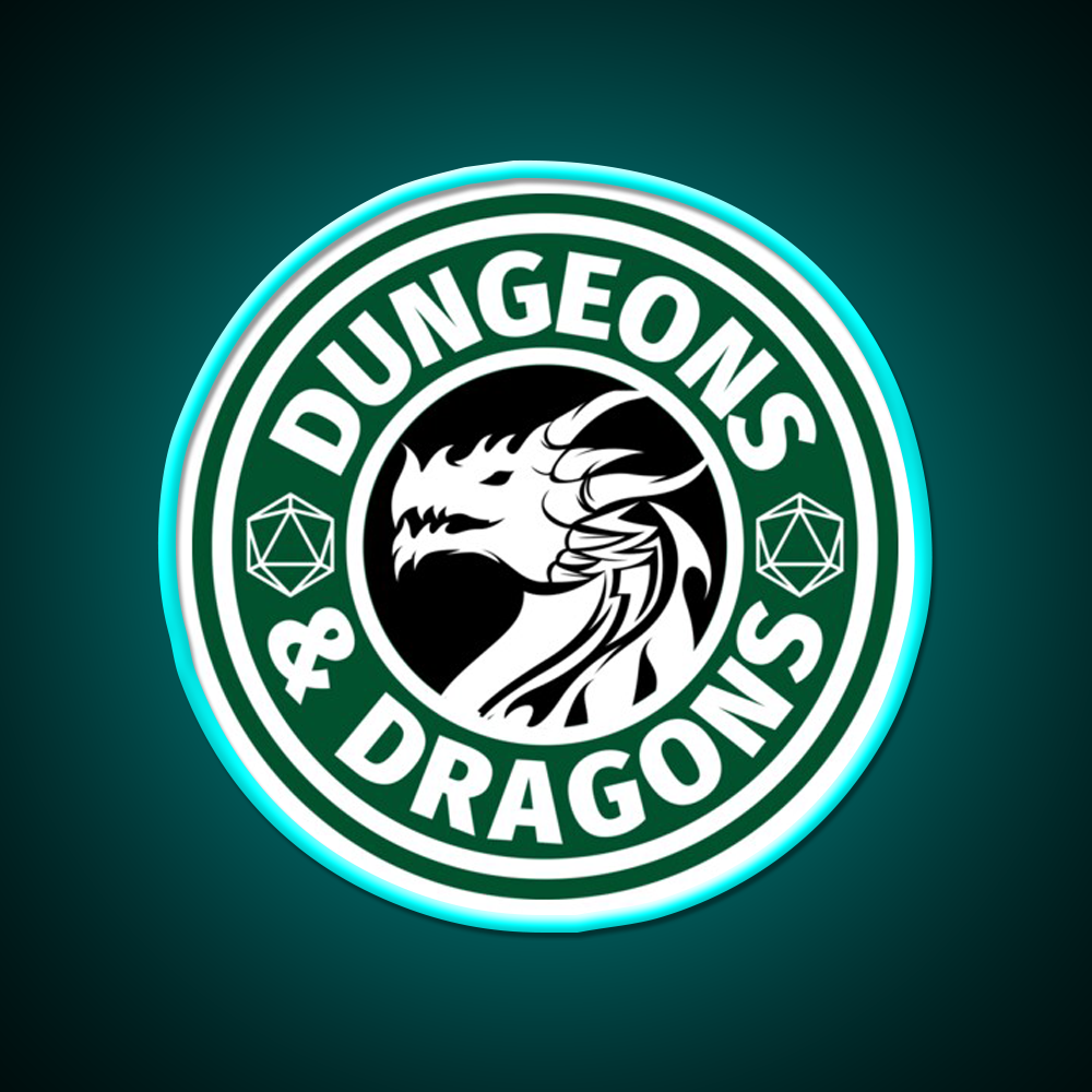 Dungeons And Dragons Logo Cafe Led Neon Sign Espresso Bar Art Rgb Color